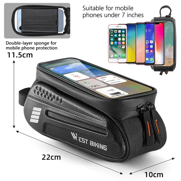 Bicycle Phone Touchscreen Handlebar Bag - 1.5L Large Capacity