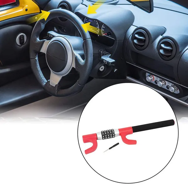 Car U-shaped Steering Wheel Lock, Interior Anti-theft Lock 12419, Steering Wheel Combination Lock, Red