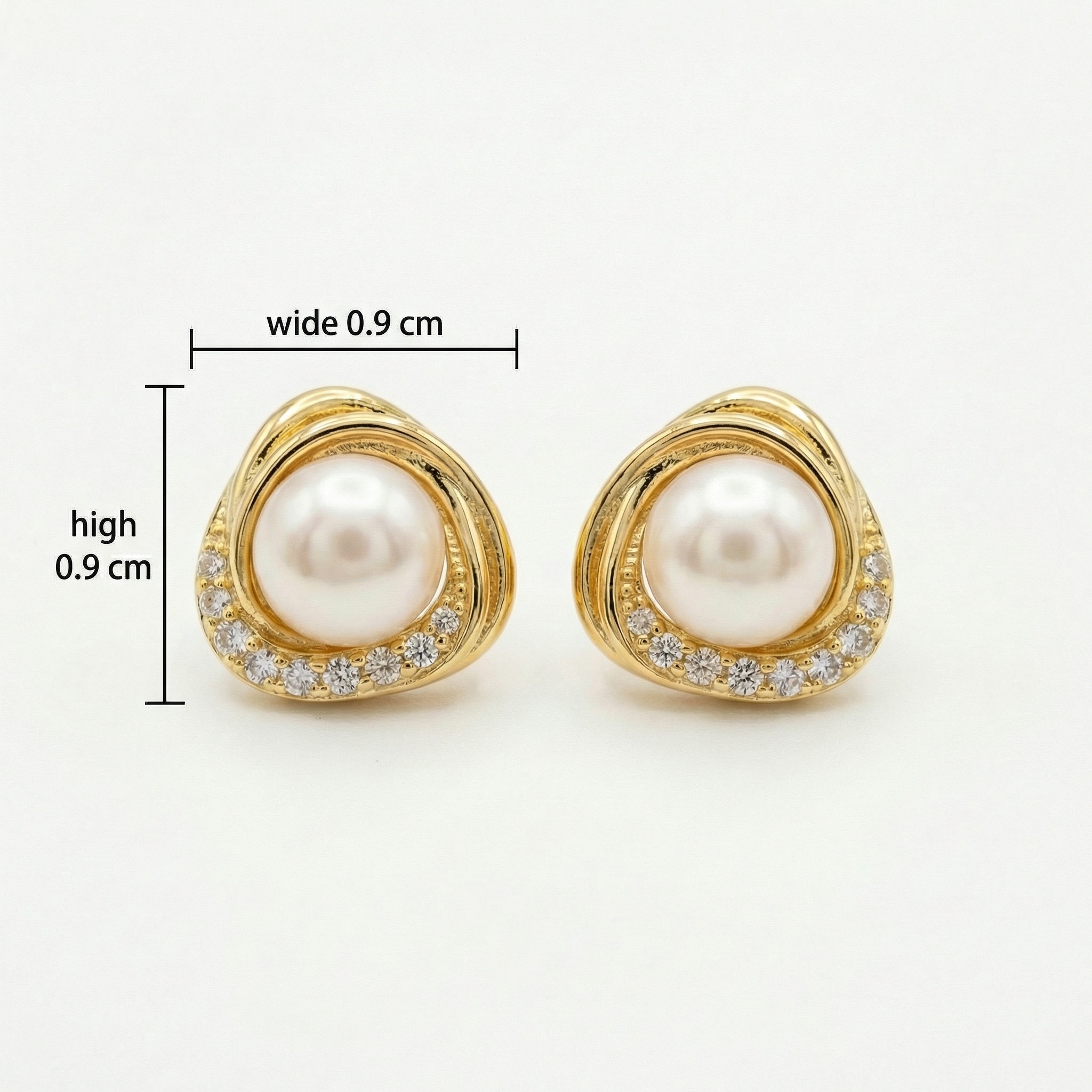 925 Sterling Silver Elegant Pearl Stud Earrings with Sparkling Accents in a Lustrous Polished Trillion Setting - Image 1