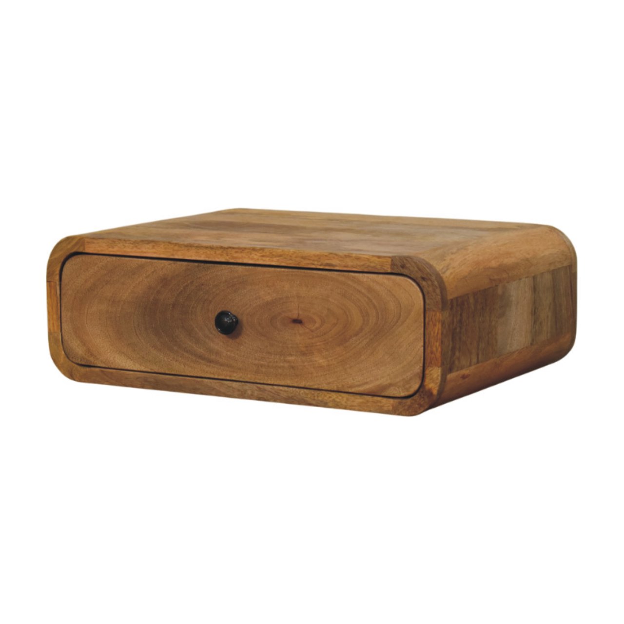 Solid Wood Avora Wall-Mounted Oak-ish 1 Drawer Nightstand, Brown