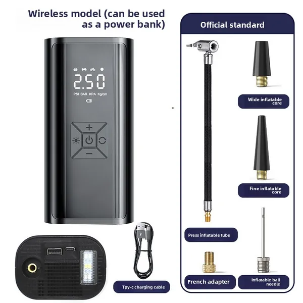120W Handheld Air Compressor Wireless/Wired Inflatable Pump Portable Air Pump Tire Inflator Digital For Car Bicycle Balls