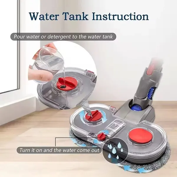 Electric Mop Head Set For V7 V8 V10 V11 V15 Vacuum Cleaner Parts, Mop Attachment With Water Tank, Cleaning Cloth