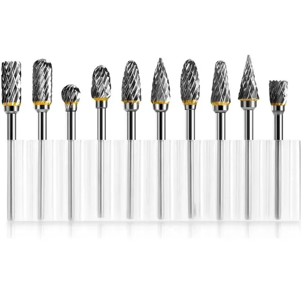 Hard Alloy Rotary Files 3x6 Single And Double Grain Tungsten Steel 3*6mm Double Grain Transparent Box Mixed Pack 10pcs