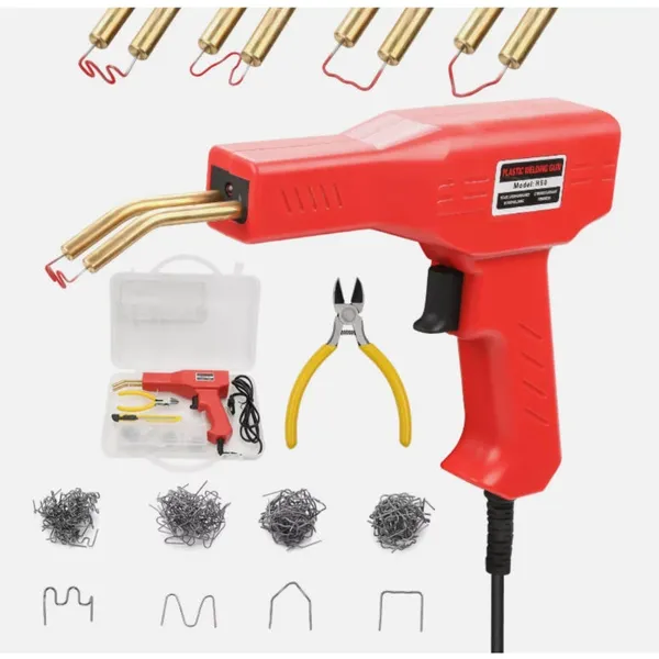 Professional Car Bumper Repair Welding Gun Kit - Plastic Welder With Heat Melter, Welding Studs & Rods For Automotive Plastic Bumper Fix