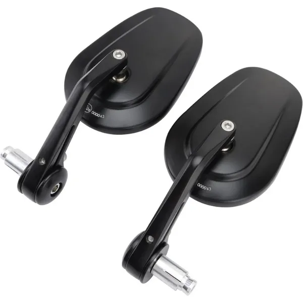 Motorcycle Handlebar End Mirror, Mirror, Rearview Mirror, CNC E-checked, 7/8", Black