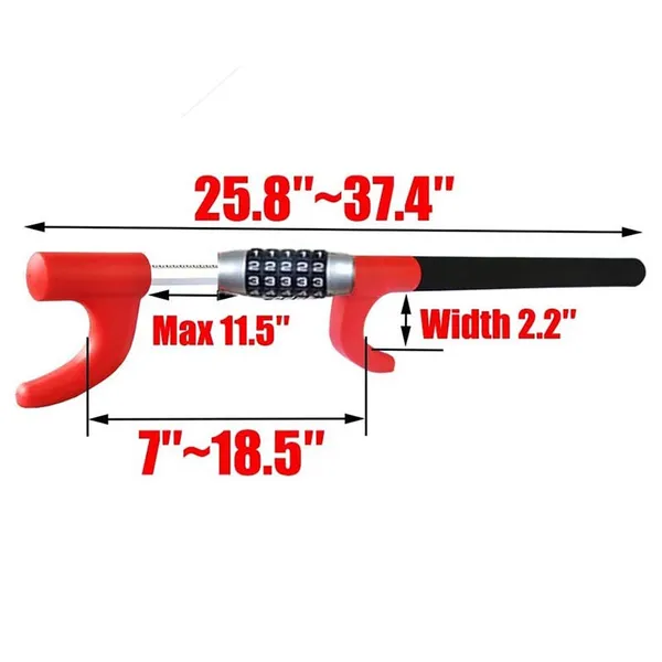 Car U-shaped Steering Wheel Lock, Interior Anti-theft Lock 12419, Steering Wheel Combination Lock, Red
