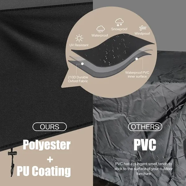 Heavy-Duty 420D Outdoor Furniture Cover For Patio, Garden, And Balcony - Black Polyester Blend With Button Closure, Fits 210 X 140 X 80 Cm, Outdoor Furniture Cover|