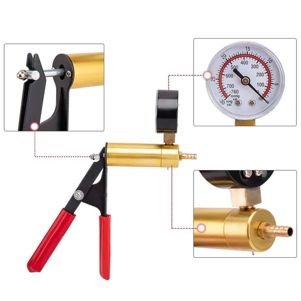 2 In 1 Brake Bleeder Kit Hand Held Vacuum Pump Test Set For Automotive With Protected Case, One-Man Brake Clutch Bleeding Tool