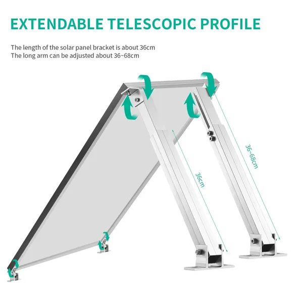 Solar Photovoltaic Adjustable Front And Rear Foot Brackets, Single Set Of 15-30 Degrees (nut Type)