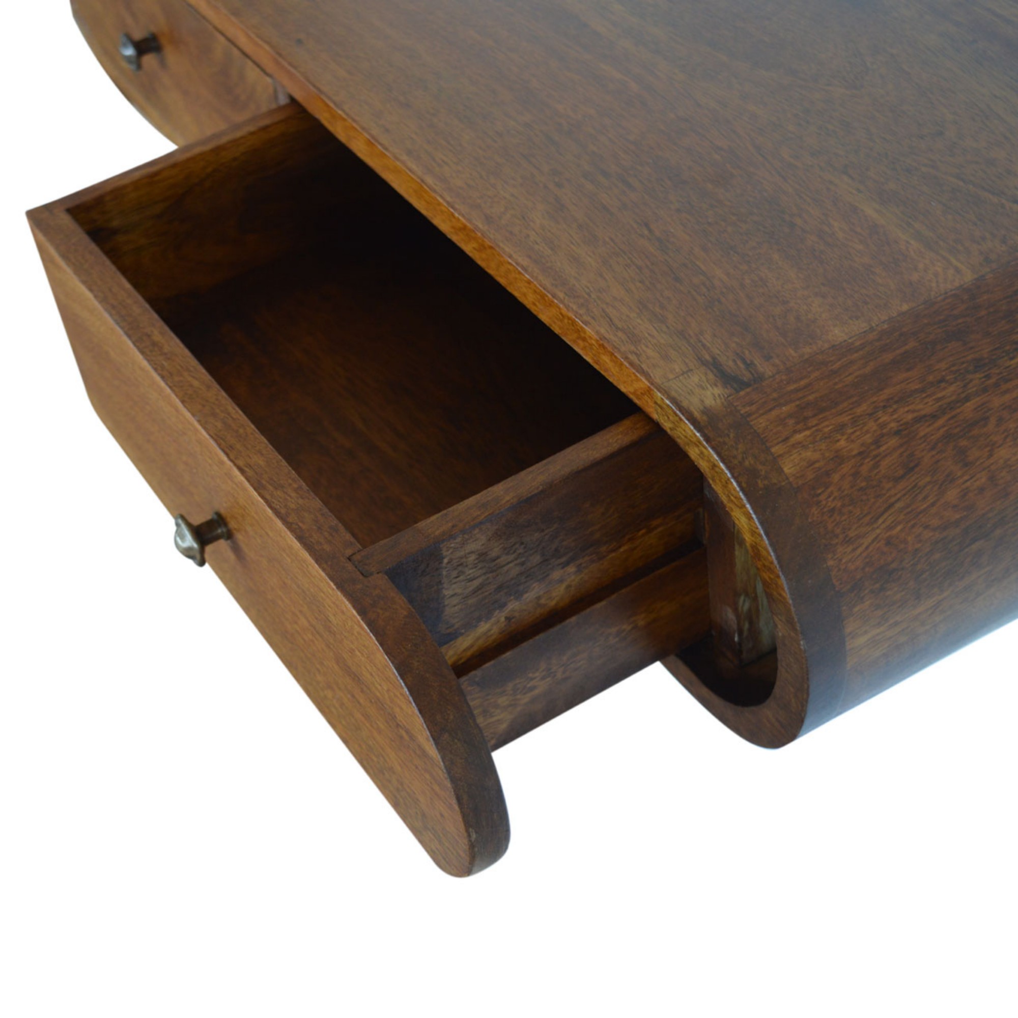 Solid Wood Floating Chestnut London Console, 2 Drawers, Dark Brown — image 3