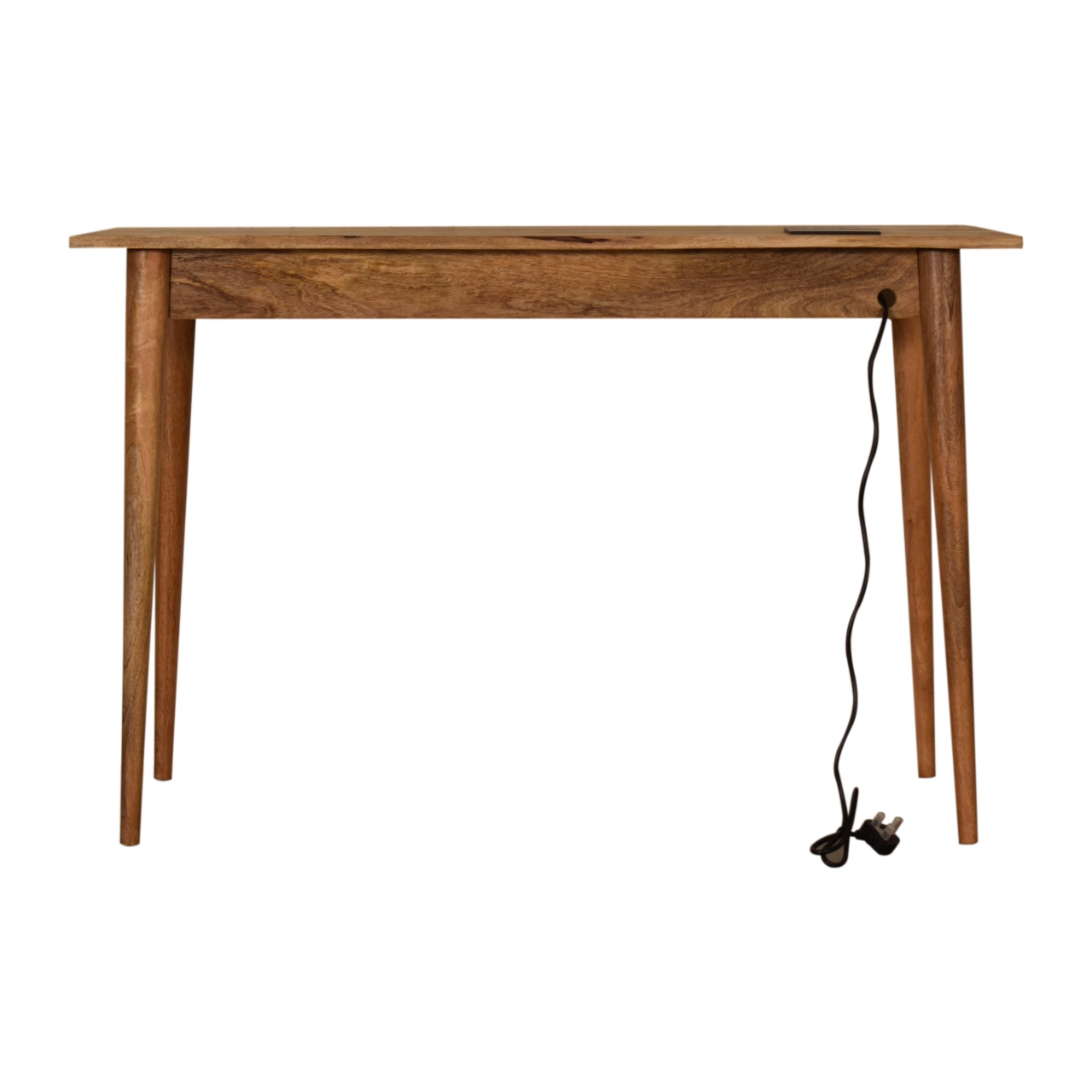 Solid Wood 2 Drawer Cable Writing Desk, Brown — image 4