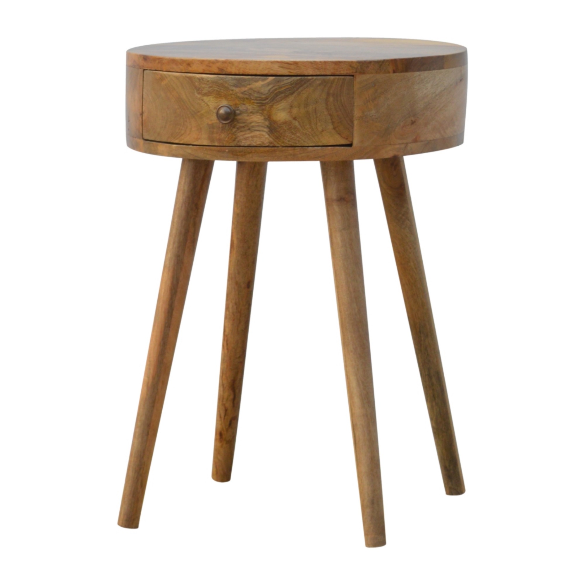 Solid Wood Nordic Circular Shaped Bedside, 1 Drawer — image 4