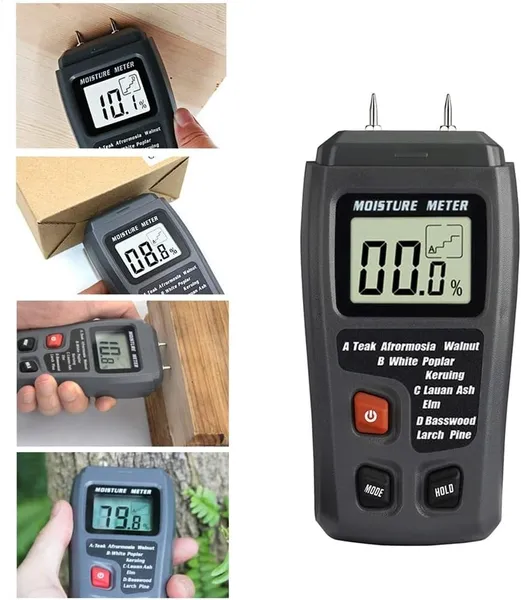 Digital LCD Moisture Detector Meter, Dampness Tester For Wood, Caravan, Building Materials