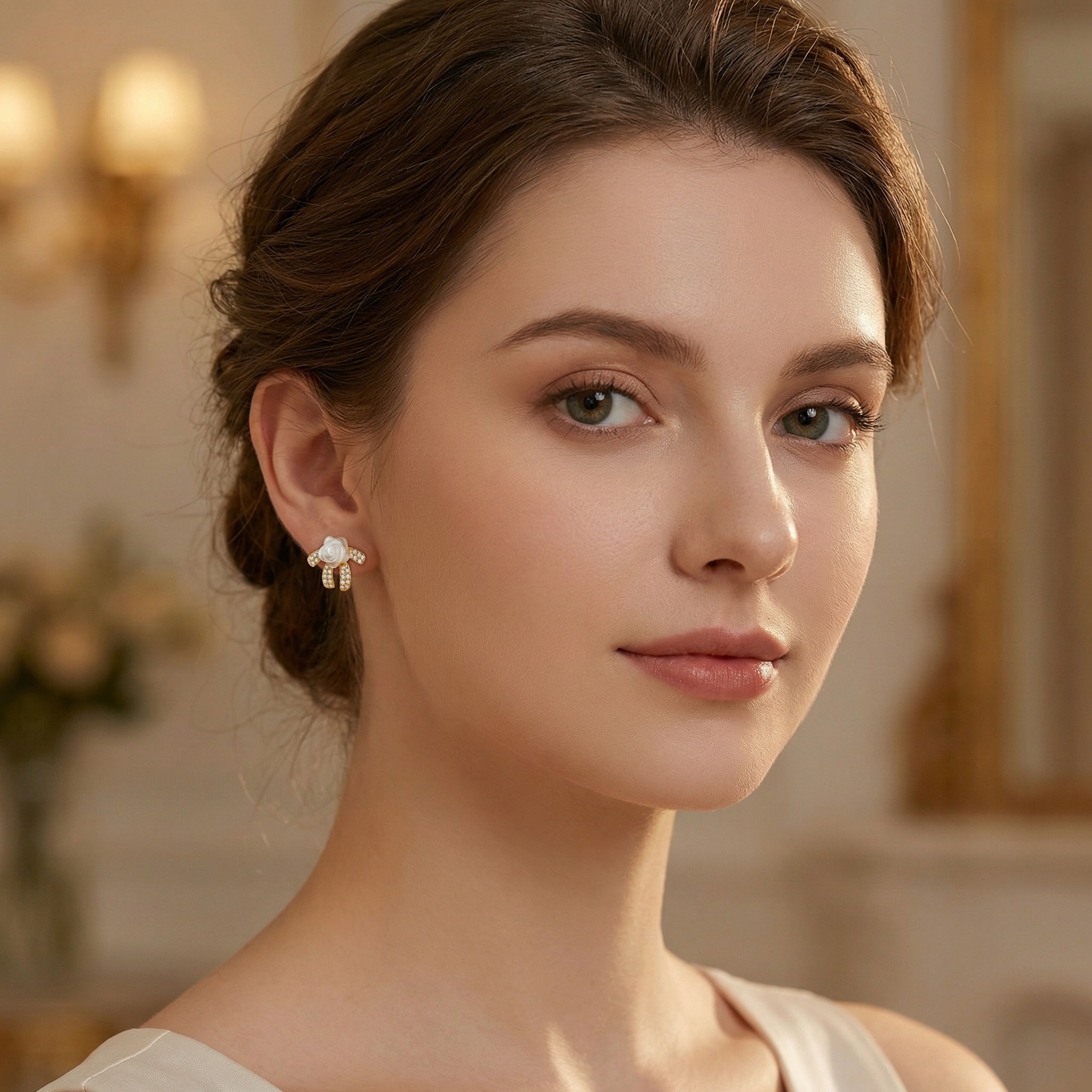 Sterling Silver Mother-of-Pearl Bow Stud Earrings, picture 2 of 3