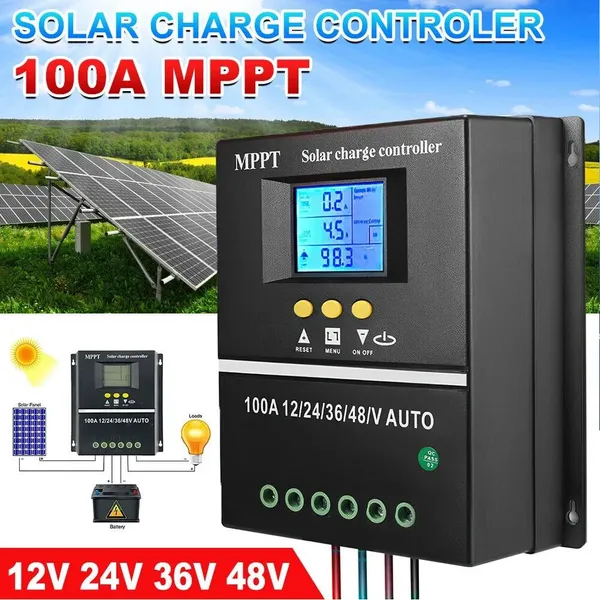 100A MPPT Dual USB Solar Charge Controller 12V 24V 36V 48V Solar Panel Lead Acid Lithium Battery Regulator Stabilizer Charger