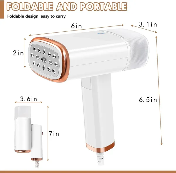 1000W Foldable Garment Steamer, Handheld Fabric Steam Brush, Portable Iron