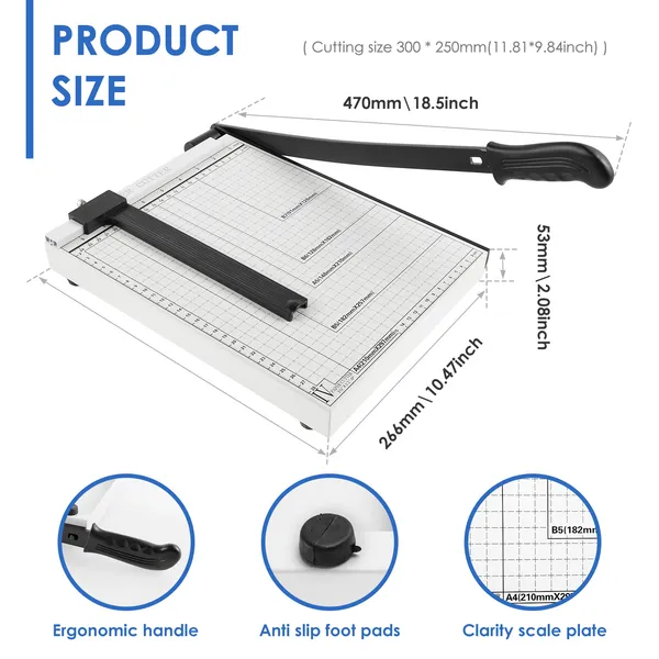 Safe Paper Cutter Slid-Proof Paper Trimmer Versatile Paper Cutter Stable Paper Trimmer For Office Craft Or Pictures