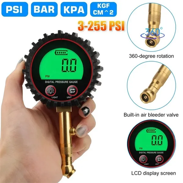 Calibrated Digital Tire Pressure Gauge, Air Inflator With Manometer, For Car Auto