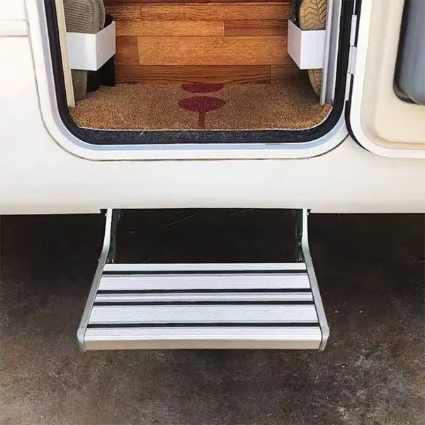 Manual Single Layer RV Step - Anti-slip Pedals With Enhanced Aluminum Alloy, Anodized, Strong Spring Elasticity, Good Flexibility, Good Stepping Effect, Long Lifespan,