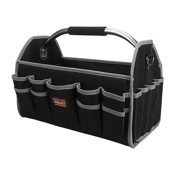 16 Inch Heavy Duty Electrician's Tool Bag Large Capacity Woodworking Handbag Toolbag Open Top Softsided Storage Organizer