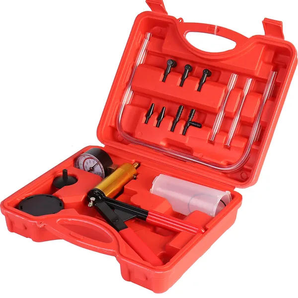 2 In 1 Brake Bleeder Kit Hand Held Vacuum Pump Test Set For Automotive With Protected Case, One-Man Brake Clutch Bleeding Tool