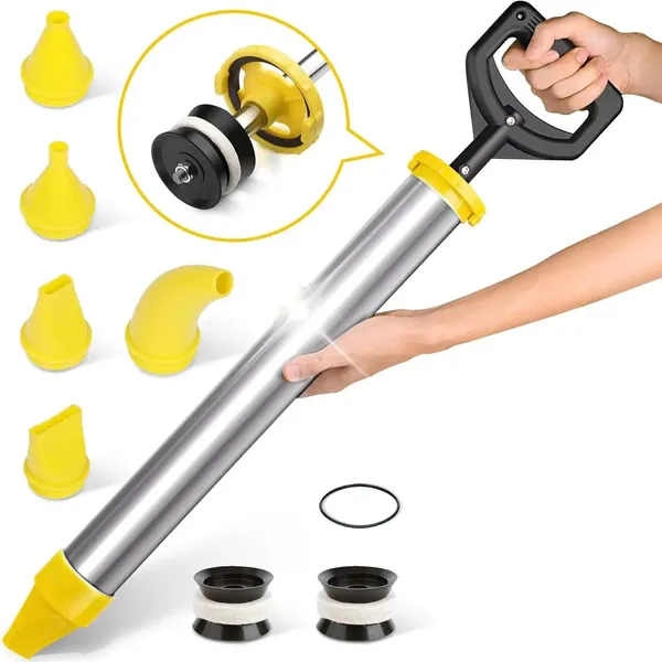 Heavy-Duty Stainless Steel Cement Caulking Gun With Pump System & 5 Nozzles - Heavy-Duty Mortar Sprayer Applicator For Grouting, /Stone/Concrete Repair, DIY & (Compatible With Cement, Plaster, Epoxy) - imagen 1
