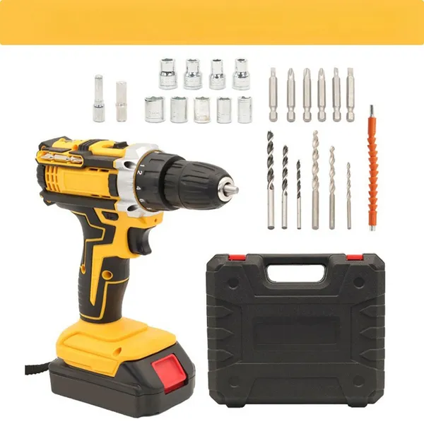 21V Cordless Drill Driver, Li-Ion Rotary Hammer Drill With 2 Batteries And Charger