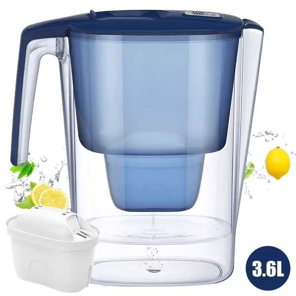 3.6 L Portable Water Filter Pitcher With Countdown Display