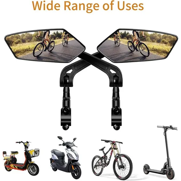 Bicycle Rearview Mirror - Adjustable 360° Rotation : You Can Freely Adjust Up, Down, Left, Or Right To Achieve A Satisfactory Viewing Angle, Enabling You To Fully Grasp