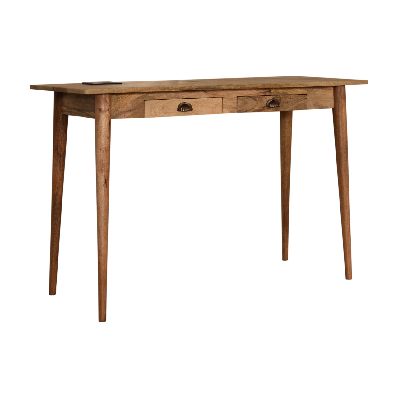 Solid Wood 2 Drawer Cable Writing Desk, Brown