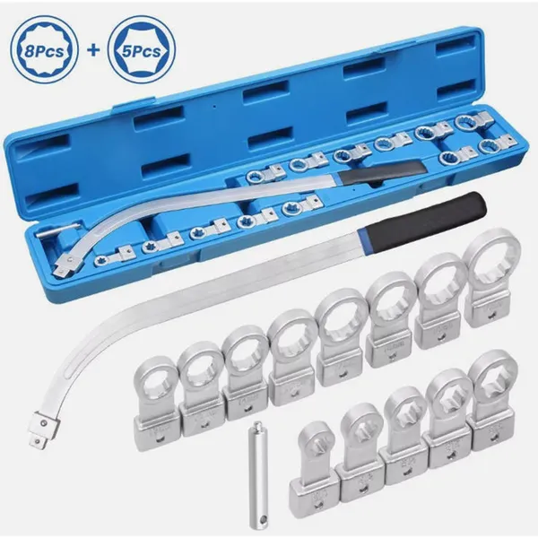 Professional Grade 15-Piece Timing Belt & V-Belt Adjuster Tool Kit | Heavy-Duty Chrome Vanadium Steel | For Tight Spaces & DIY Auto Repair