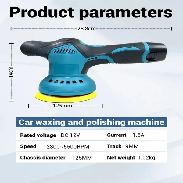 Car Polishing Machine For Car 12V Cordless Polisher 8 Gears Automotive Electric Waxing Repairing Wireless Sander Polish Tools