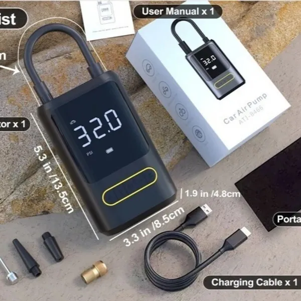 Tire Inflator Portable Air Compressor 150PSI Air Pump For Car Tires Emergency LED Light For Car Motorcycle Bike Ball