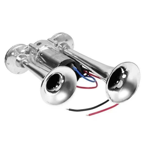 600dB Train Air Horn, Dual Trumpet Loud Fanfare Horn For Car, Truck, Boat, 12V