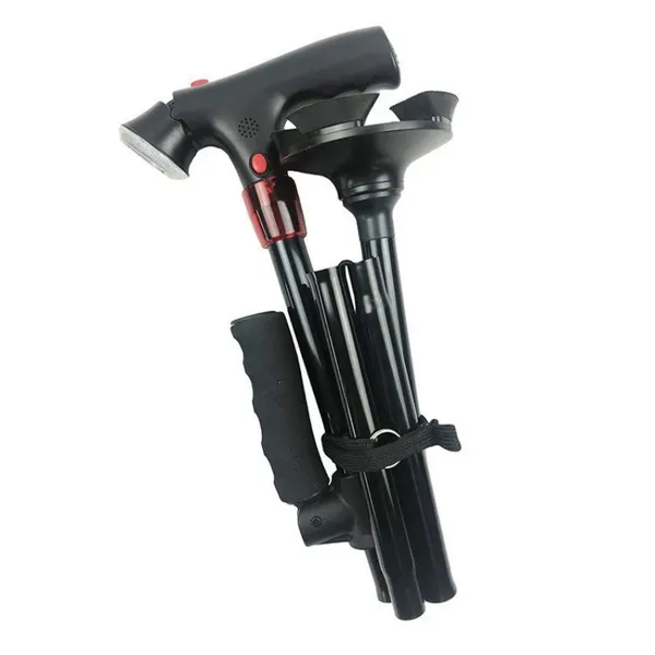 Foldable Telescopic LED Walking Cane Safe Mobility Aid For Seniors