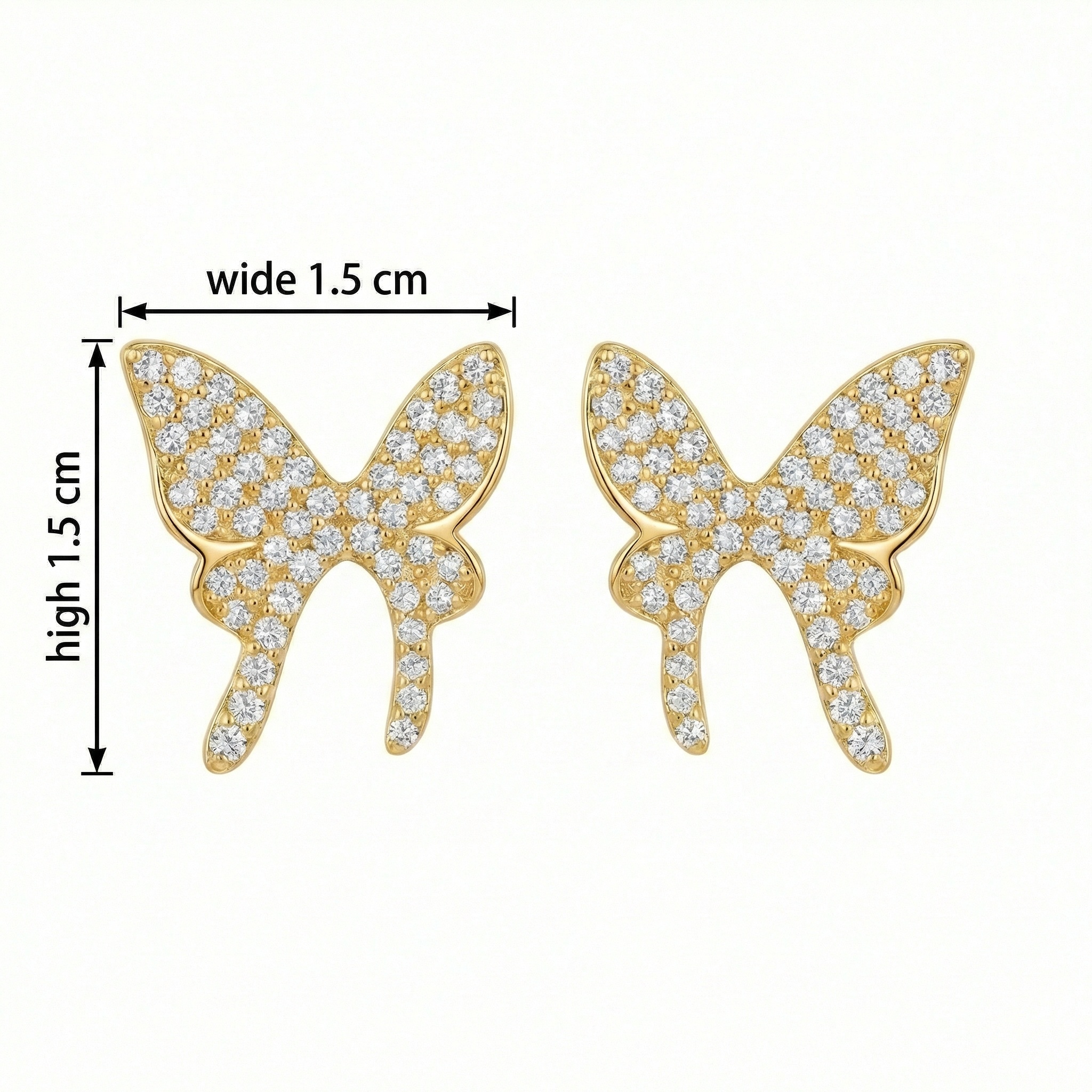 925 Sterling Silver Elegant Pavé-Set Butterfly Stud Earrings Featuring Sparkling Stones 4