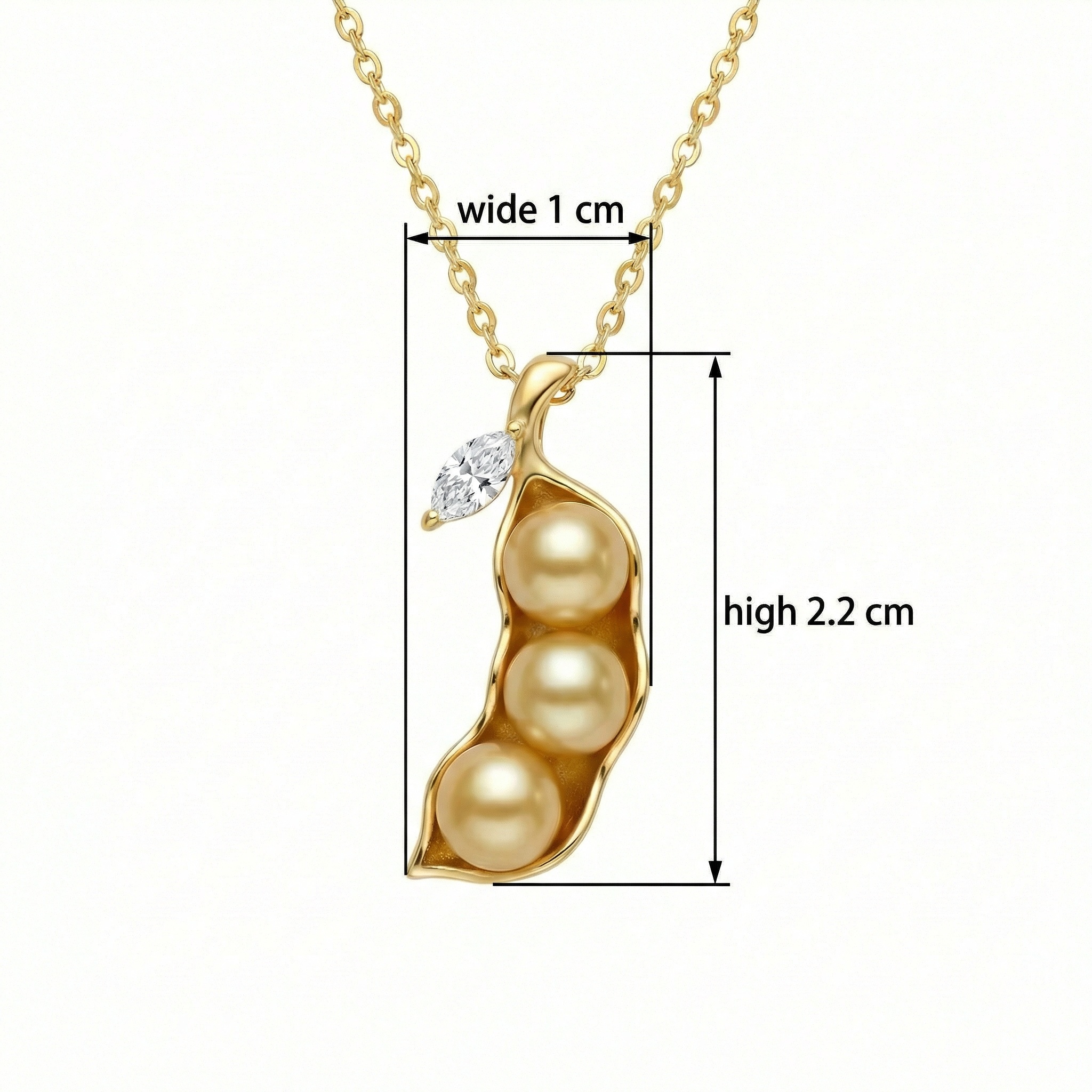 925 Sterling Silver Elegant Three-Pearl Pea Pod Necklace Featuring a Sparkling Marquise Gemstone Accent 4