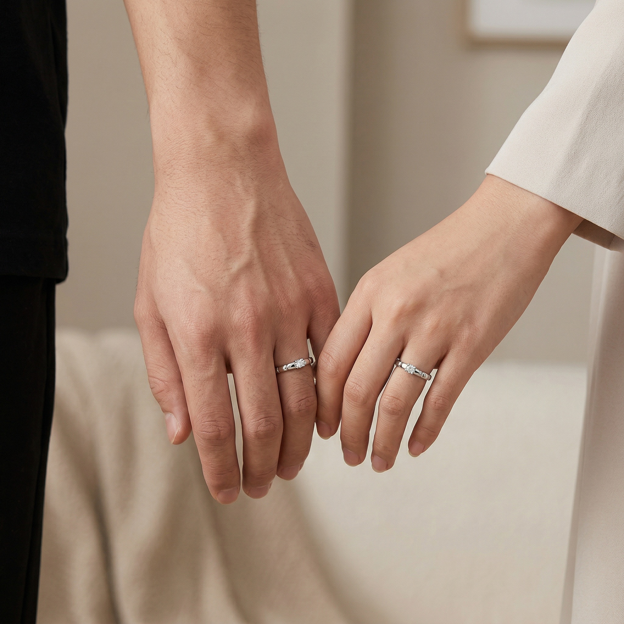 925 Sterling Silver Elegant Silver Ribbed Texture Adjustable Rings with Sparkling Center Stones 