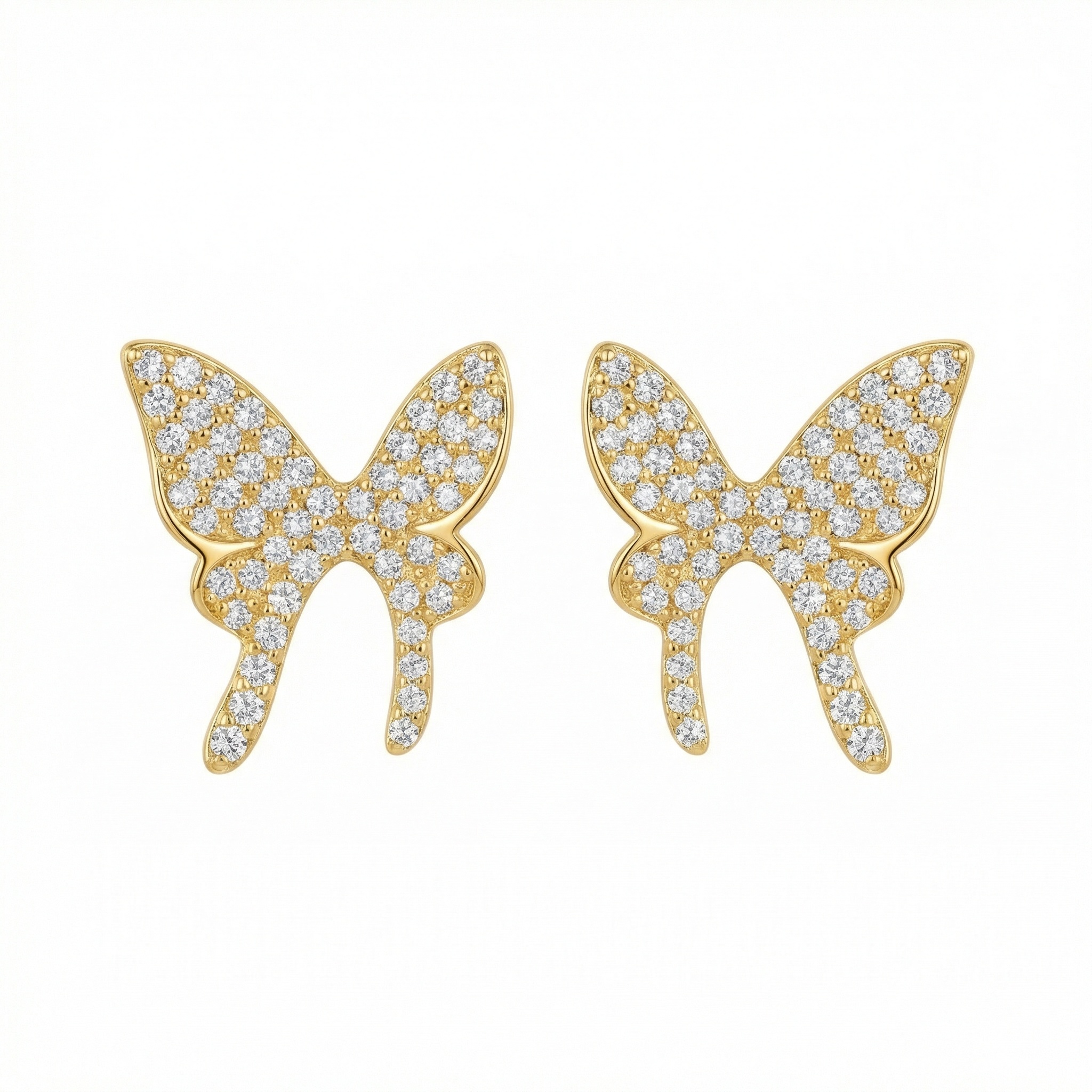 925 Sterling Silver Elegant Pavé-Set Butterfly Stud Earrings Featuring Sparkling Stones 2