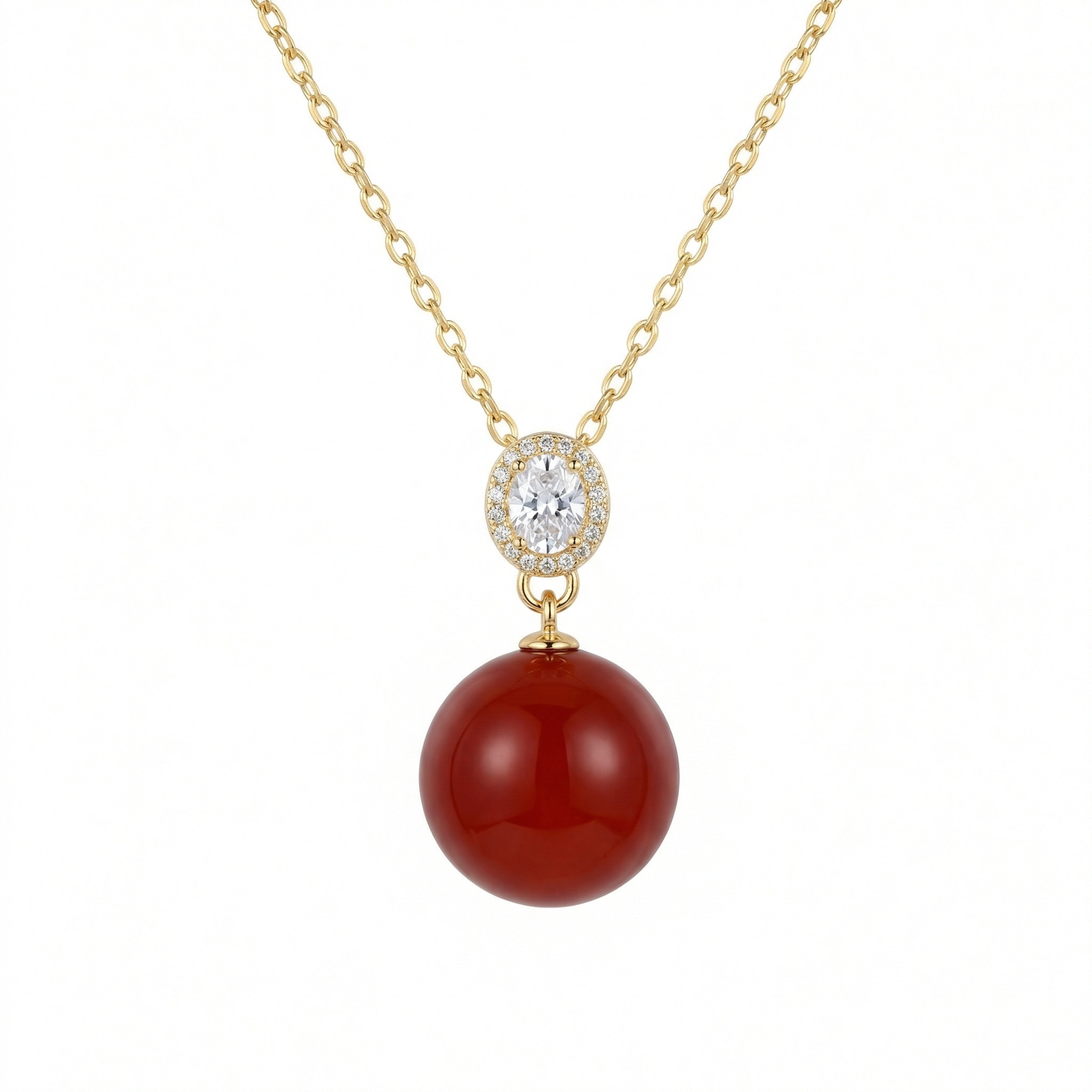 Sterling Silver Red Gemstone Necklace