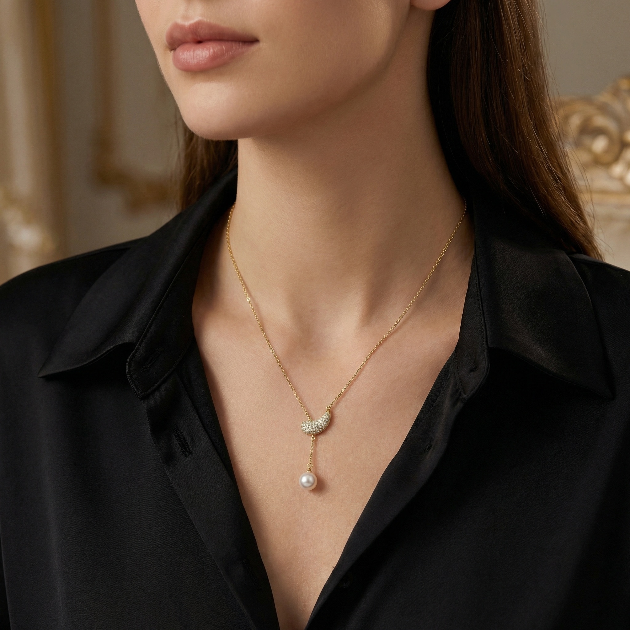 Sterling Silver Crescent Pendant Necklace, picture 2 of 3