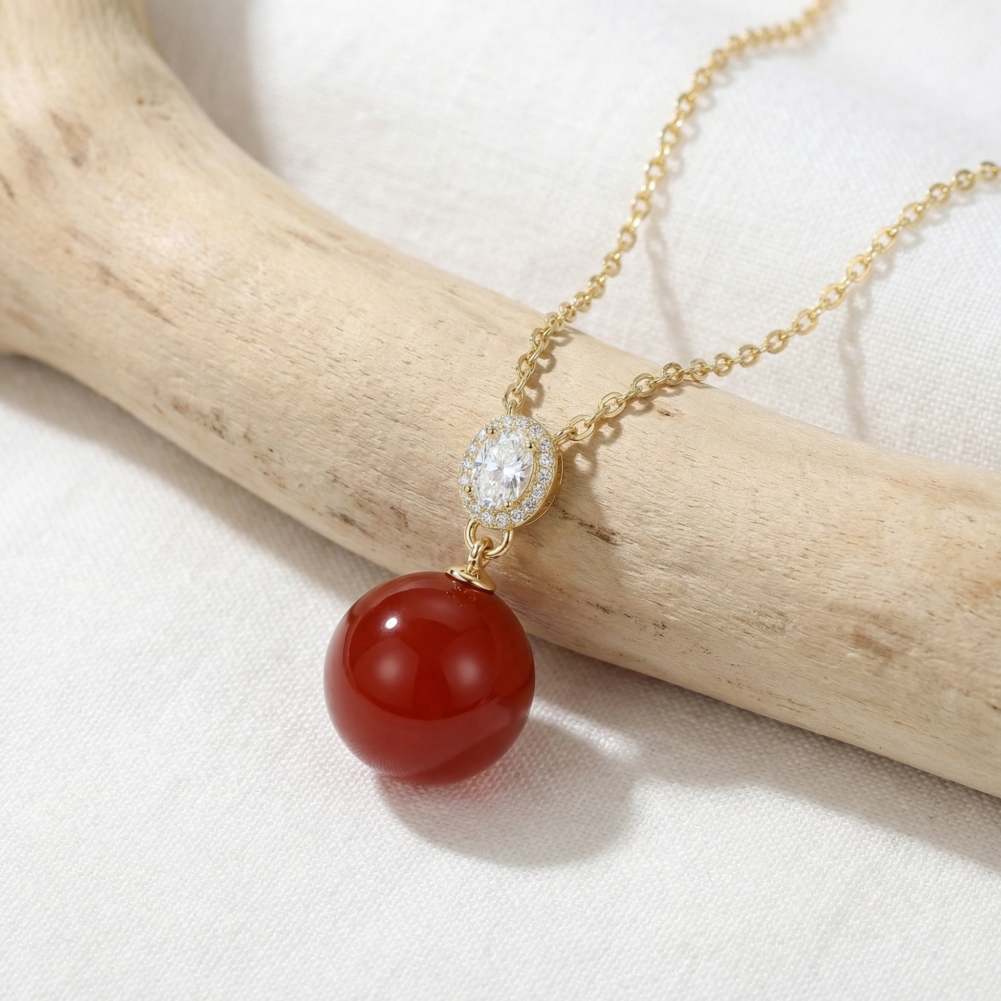 Sterling Silver Red Gemstone Necklace, picture 3 of 3