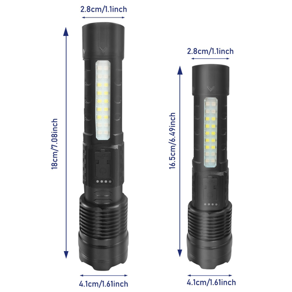 2Pack-USB Rechargeable LED Flashlight Adjustable Focus Campi