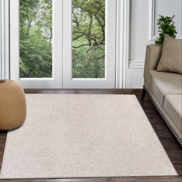 Large Area Rug Living Room Rugs, Brown Soft Machine Washable Rug For Entryway Non-Slip Door Mat, Ultra Soft Area Rug Geometric For Bedroom Kitchen Office, Brown