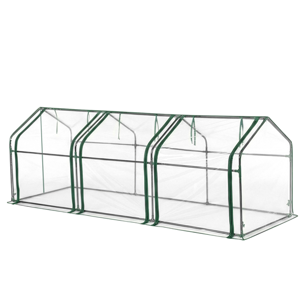 Mini Greenhouse With PVC Cover, Indoor Outdoor Plant Gardening Green House For Garden Backyard, 106X36X36in, White