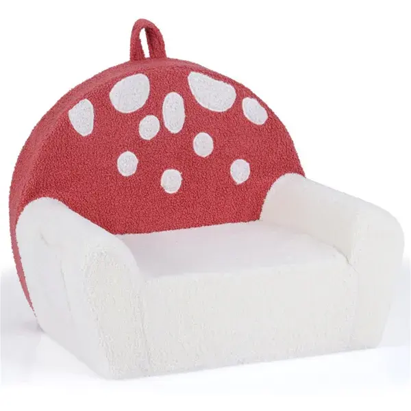 Pink + Beige Kids Sofa, Soft Teddy