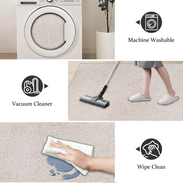 Large Area Rug Living Room Rugs, Brown Soft Machine Washable Rug For Entryway Non-Slip Door Mat, Ultra Soft Area Rug Geometric For Bedroom Kitchen Office, Brown