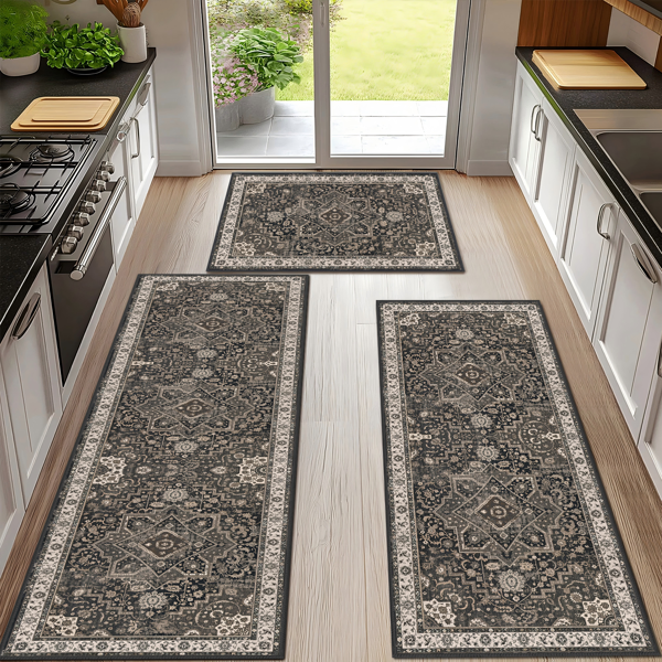 Kitchen Rug Sets Of 3 Washable Boho Kitchen Rugs And Runner Carpets Non Slip Kitchen Area Rug For Laundry Room Entryway Hallway