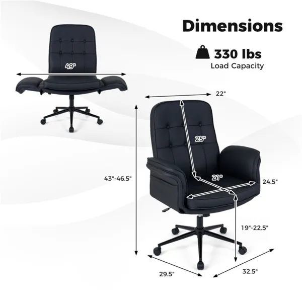 5-Position Adjustable Armrest Criss Cross Chair, Cat Scratch Leather Swivel Desk Chair With Side Pockets