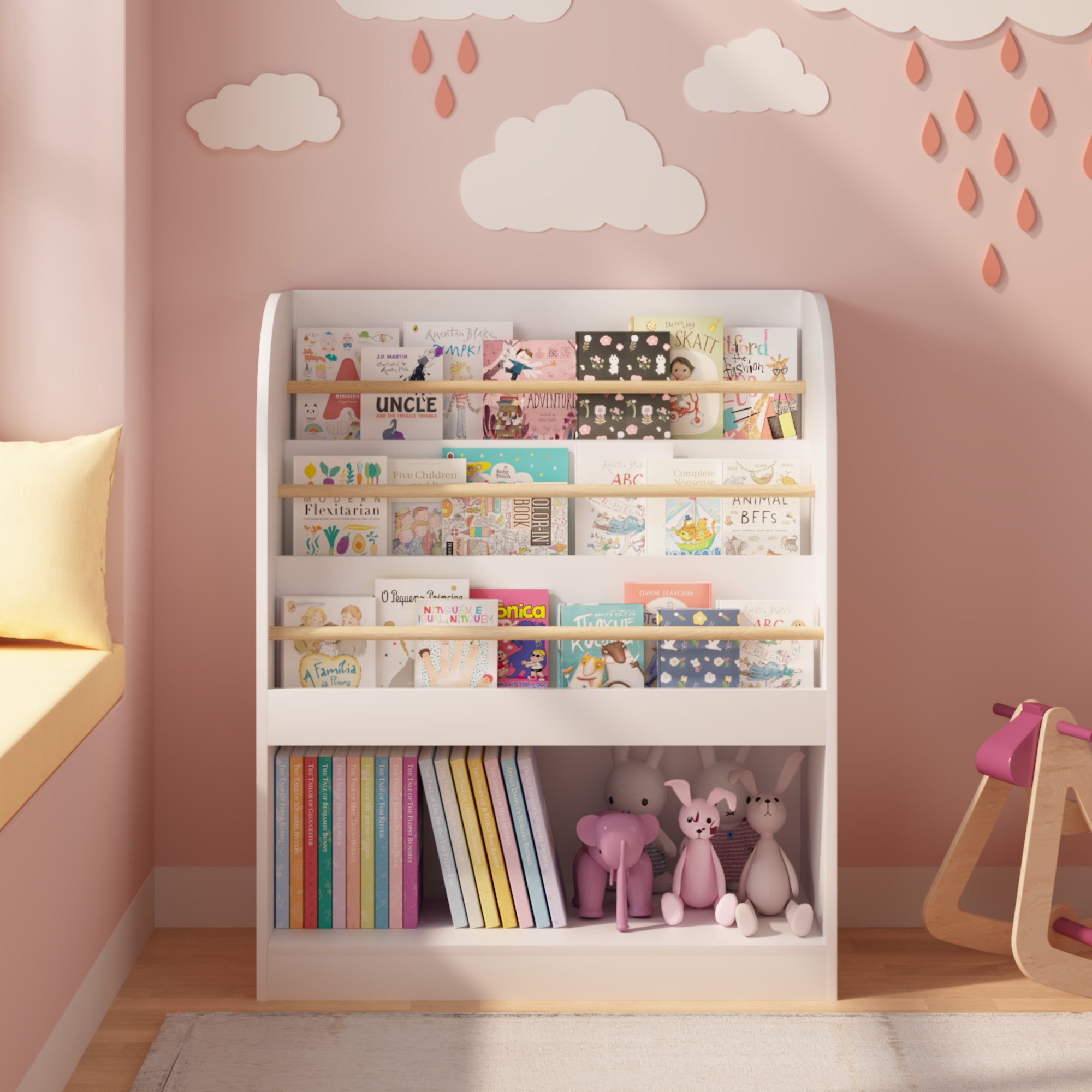 Kids Bookshelf With Open Storage, Front-Facing Children's Bookcase, Multi-Tier Wooden Book Display Shelf For Toddlers, Playroom, Bedroom, Or Nursery - White_voghion.com